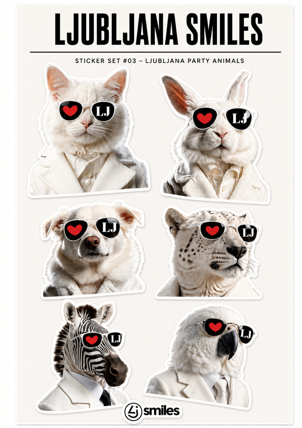 LUBLANA PARTY ANIMALS STICKER SET #03